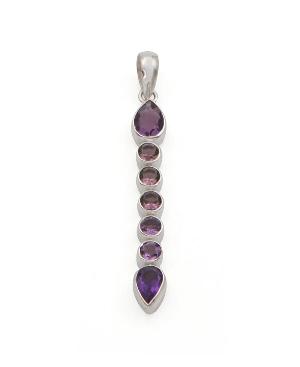 Seven Stone Elegant Amethyst Pendant