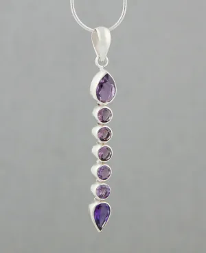 Seven Stone Elegant Amethyst Pendant