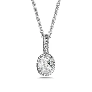 Silver Created White Sapphire Halo Pendants LVP708-CWS