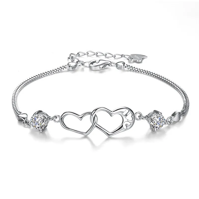 Simple happiness signal heart-shaped 925 bracelet