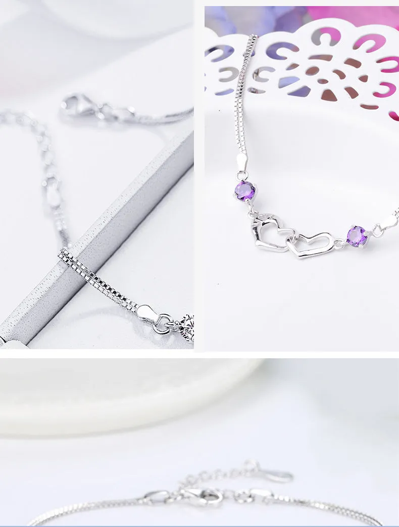 Simple happiness signal heart-shaped 925 bracelet