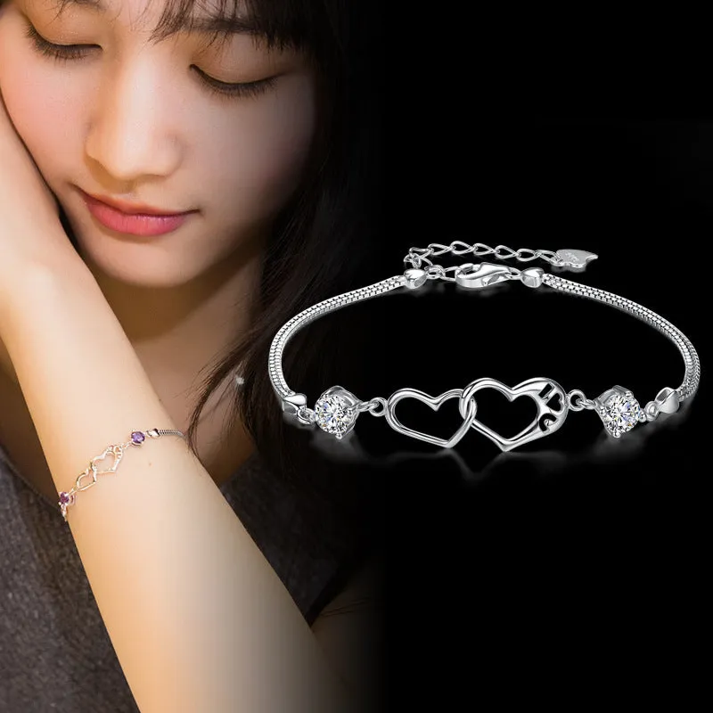 Simple happiness signal heart-shaped 925 bracelet