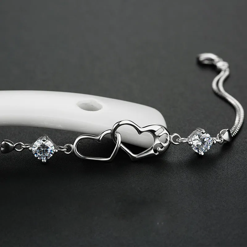 Simple happiness signal heart-shaped 925 bracelet