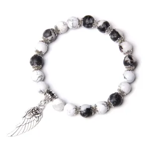 Simple Natural Stone Agate White Pine Wing Bracelet