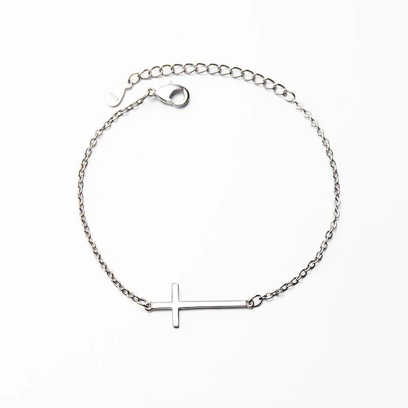 Simple Slender Bracelet With  Plated Cross