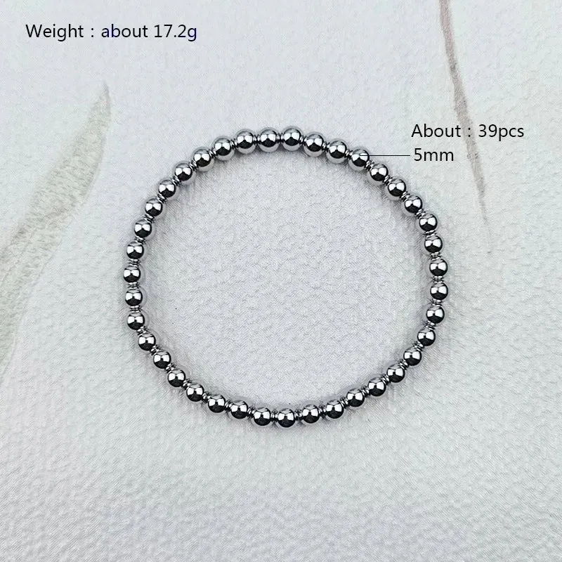 Simple Style Classic Style Round Stainless Steel Plating Bracelets