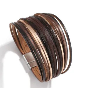 'Simple' Wide Cuff Bracelet - coffee