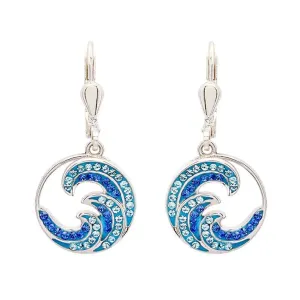 Sterling Silver Wave Drop Earrings Swarovski® Crystals