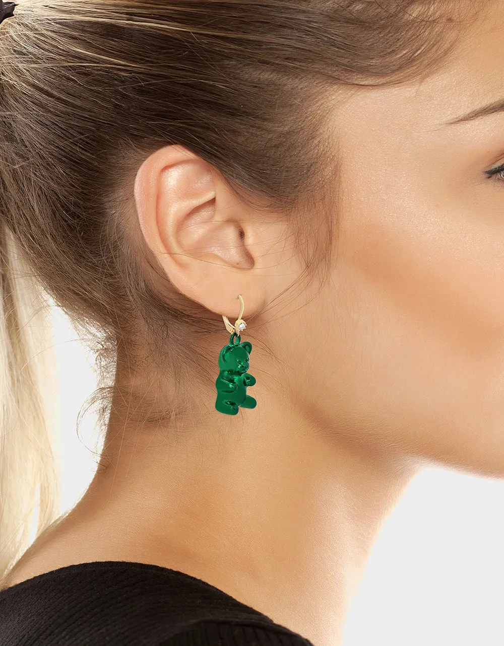 SUGAR RUSH BEAR HOOK EARRINGS GREEN