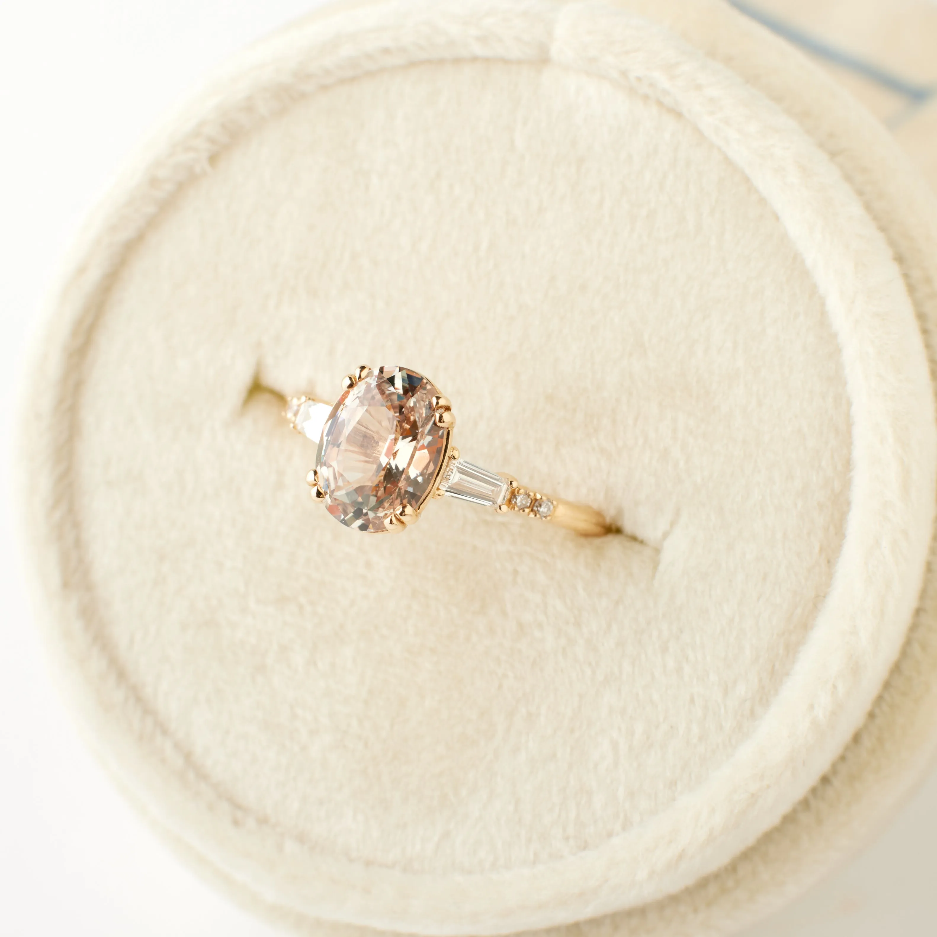 Sylvie Ring - 2.14ct. Peach Oval Sapphire