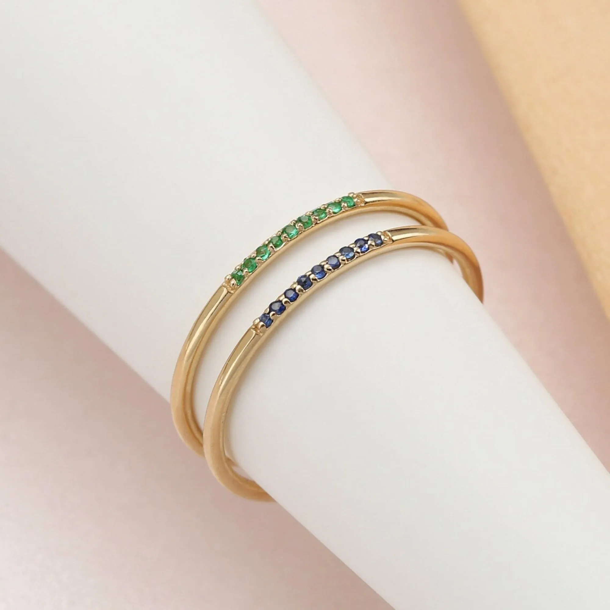 Thin Emerald Stacking Ring, Vanessa