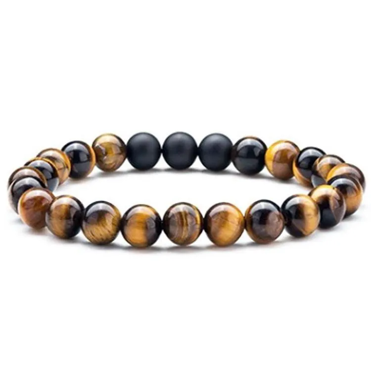 Tiger Eye & Matte Black Agate Couple Bracelets