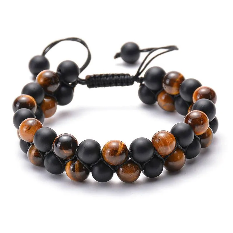 Tiger Eye & Matte Black Agate Couple Bracelets