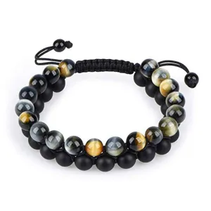 Tiger Eye & Matte Black Agate Couple Bracelets