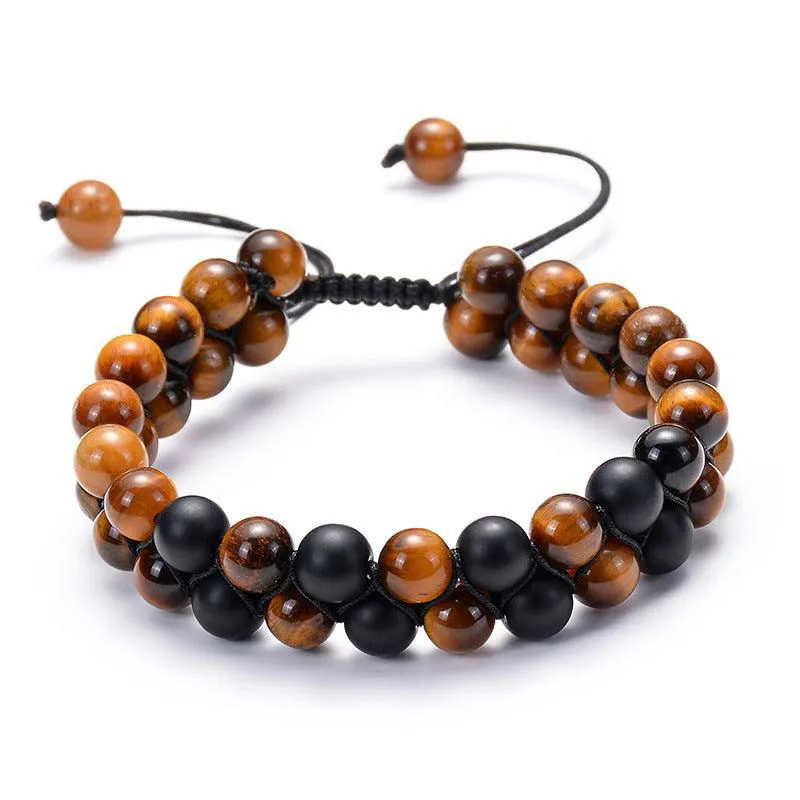 Tiger Eye & Matte Black Agate Couple Bracelets