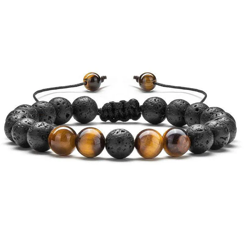 Tiger Eye & Matte Black Agate Couple Bracelets