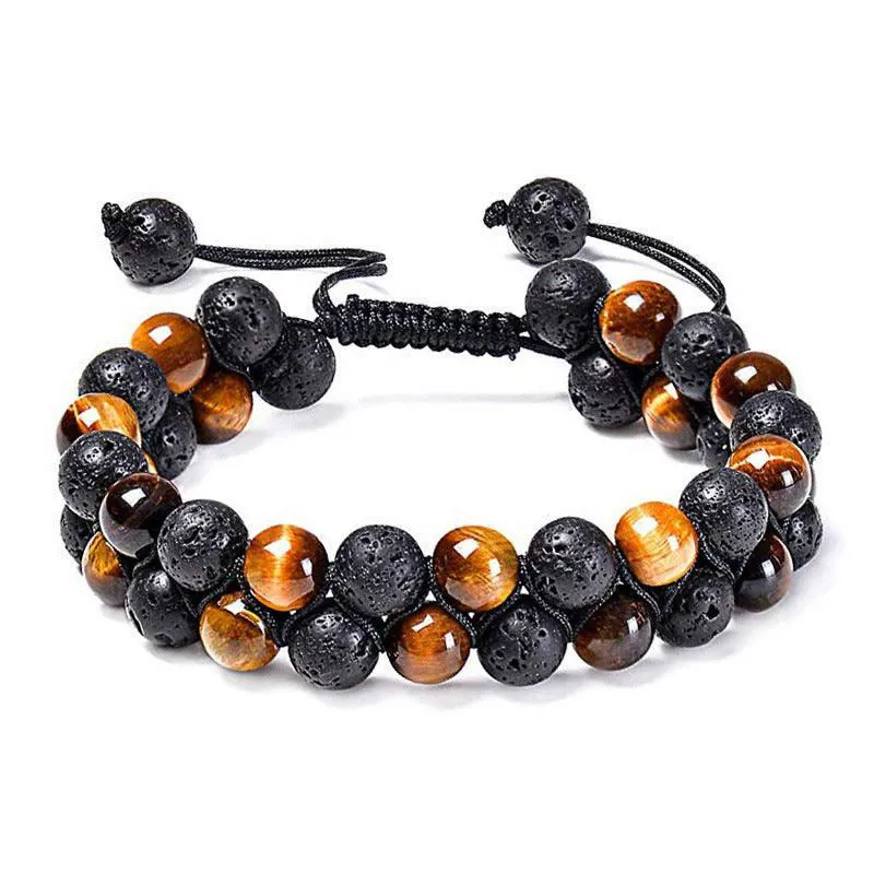 Tiger Eye & Matte Black Agate Couple Bracelets