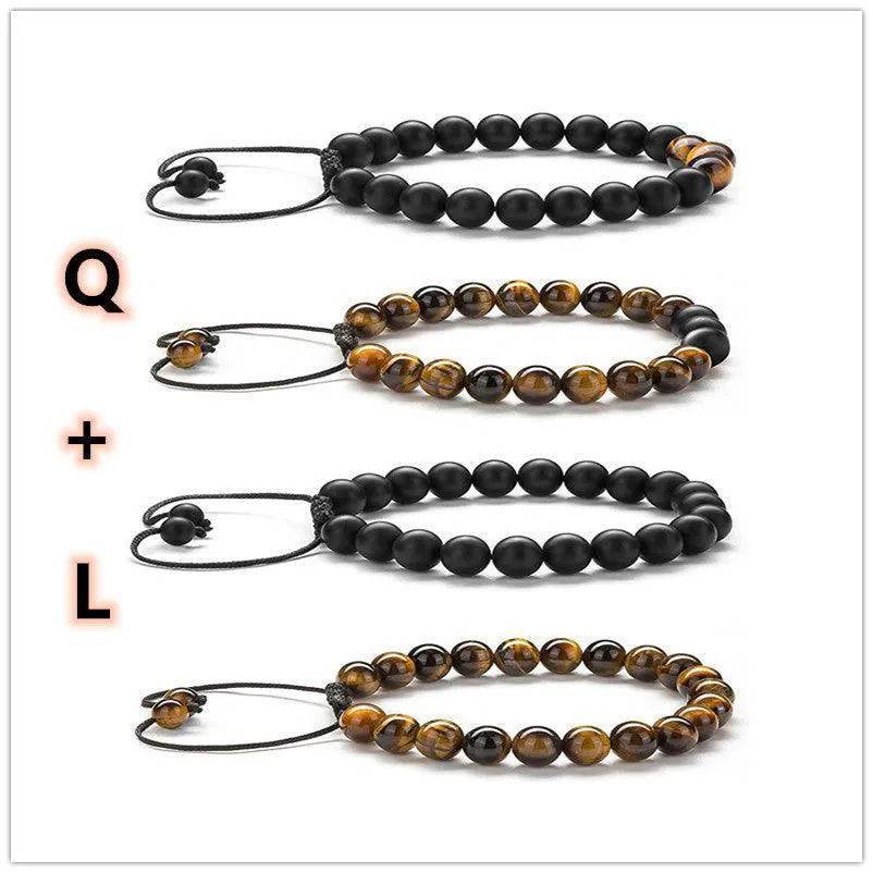 Tiger Eye & Matte Black Agate Couple Bracelets