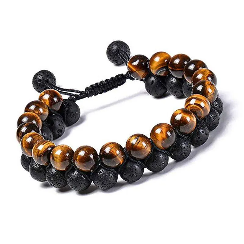 Tiger Eye & Matte Black Agate Couple Bracelets