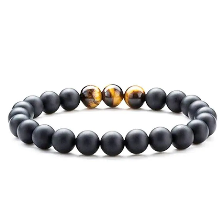 Tiger Eye & Matte Black Agate Couple Bracelets