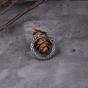 Two Entwined Ravens Viking Ring