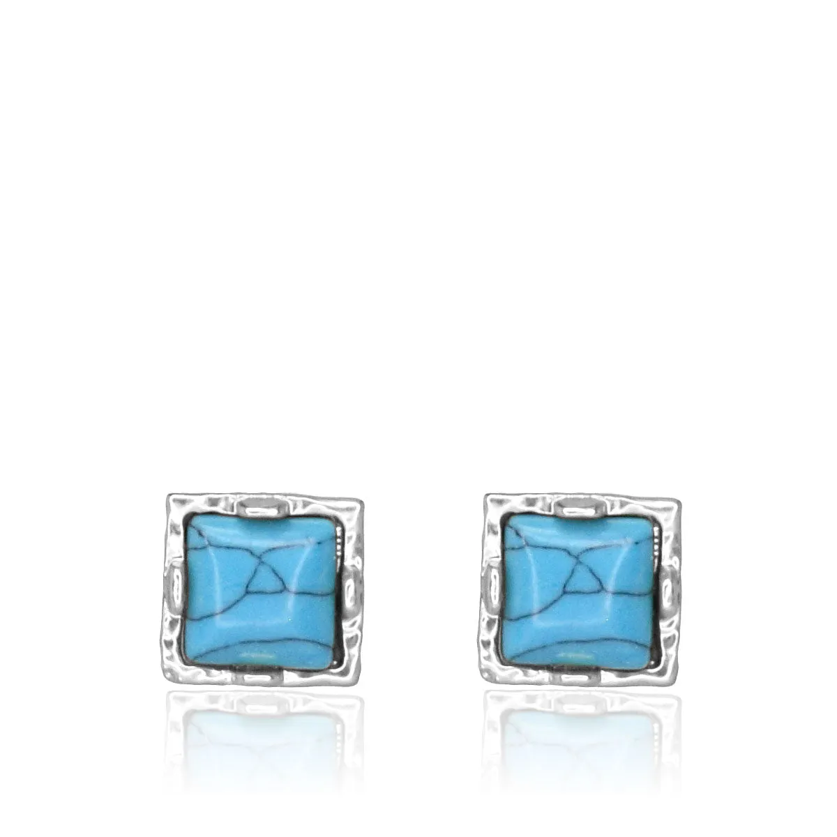 Vibrant turquoise cabochon square stud Earrings