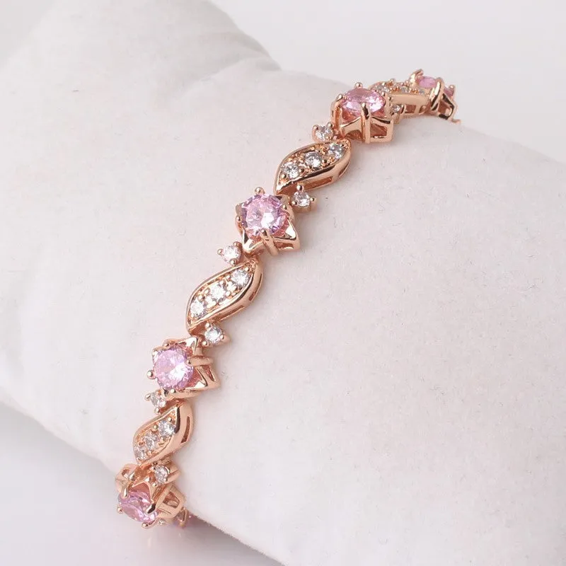 Vintage Bracelets for Women Bling Charming Jewelry Fashion 18k Gold Plated Eye-catching Crystal Bracelet