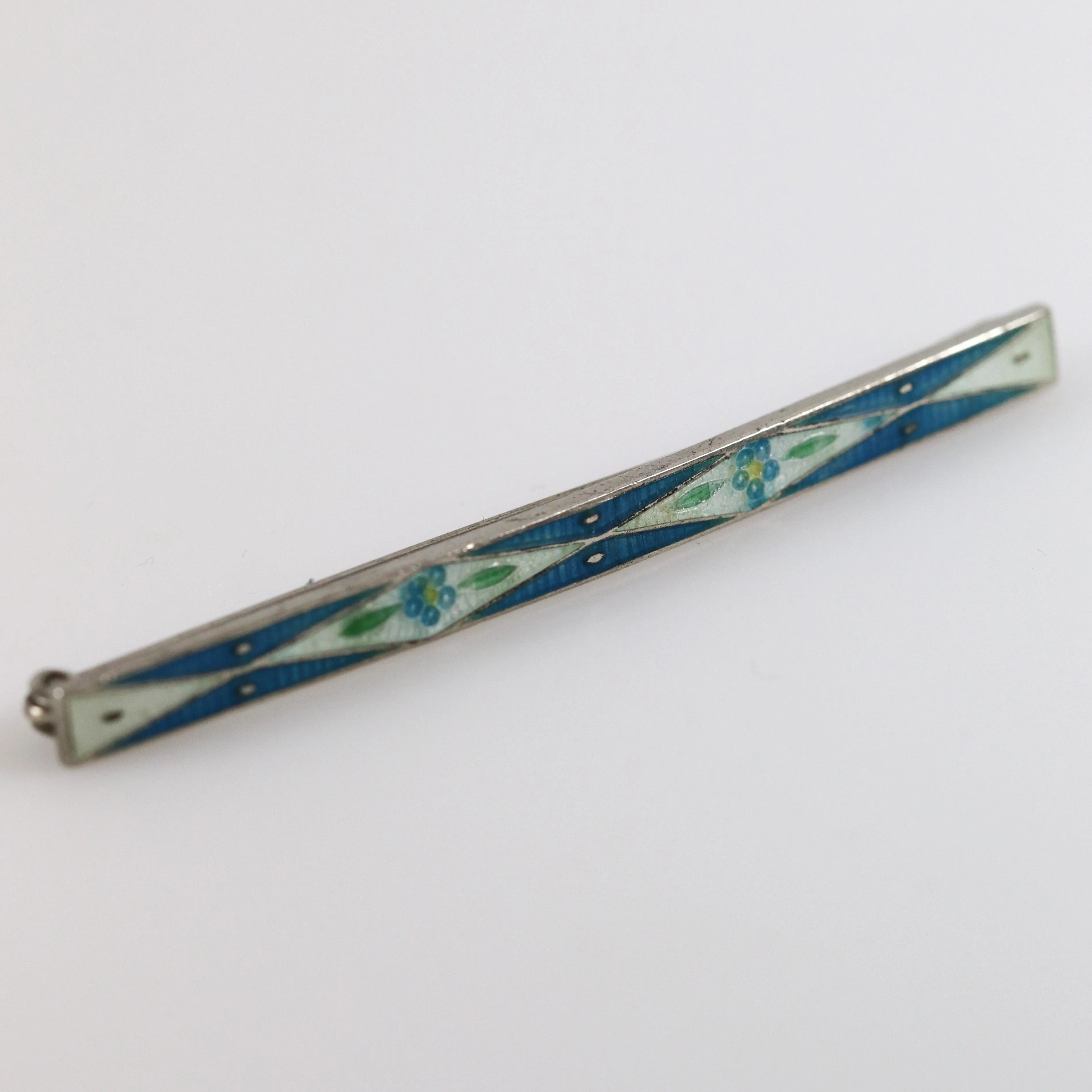 Vintage Handcrafted Silver Jewelry | Antique Enamel Floral Brooch