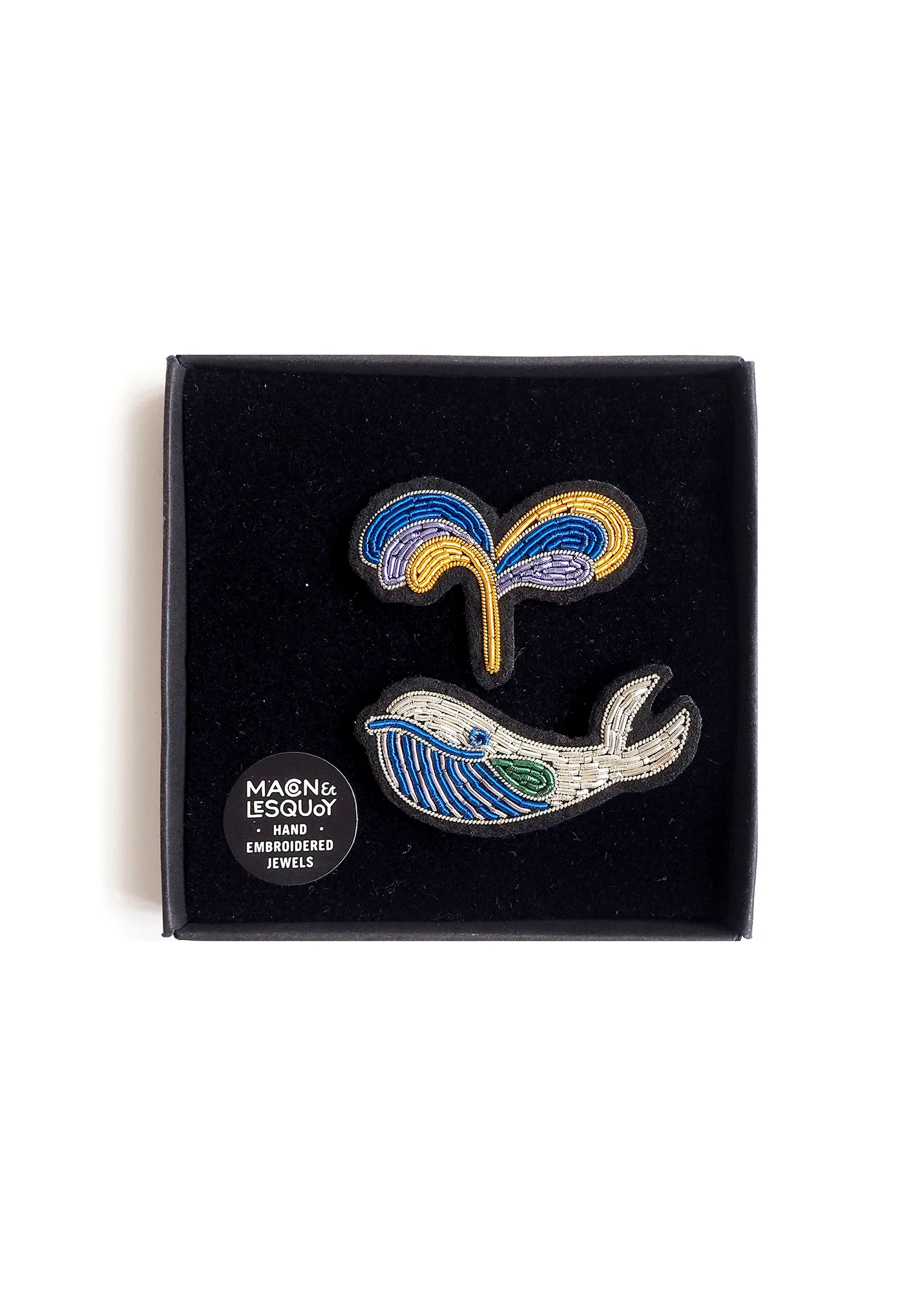 Whale embroidered brooch - SAINT JAMES x Macon & Lesquoy (BLANC/BLEU)