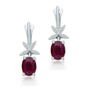 White Gold Ruby & Diamond Heirloom Earrings