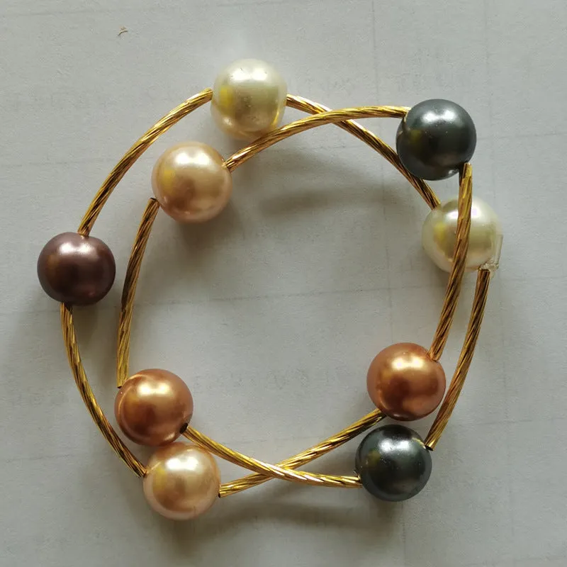 Women's Multilayer Cross Pearl Bracelet Charming Temperament