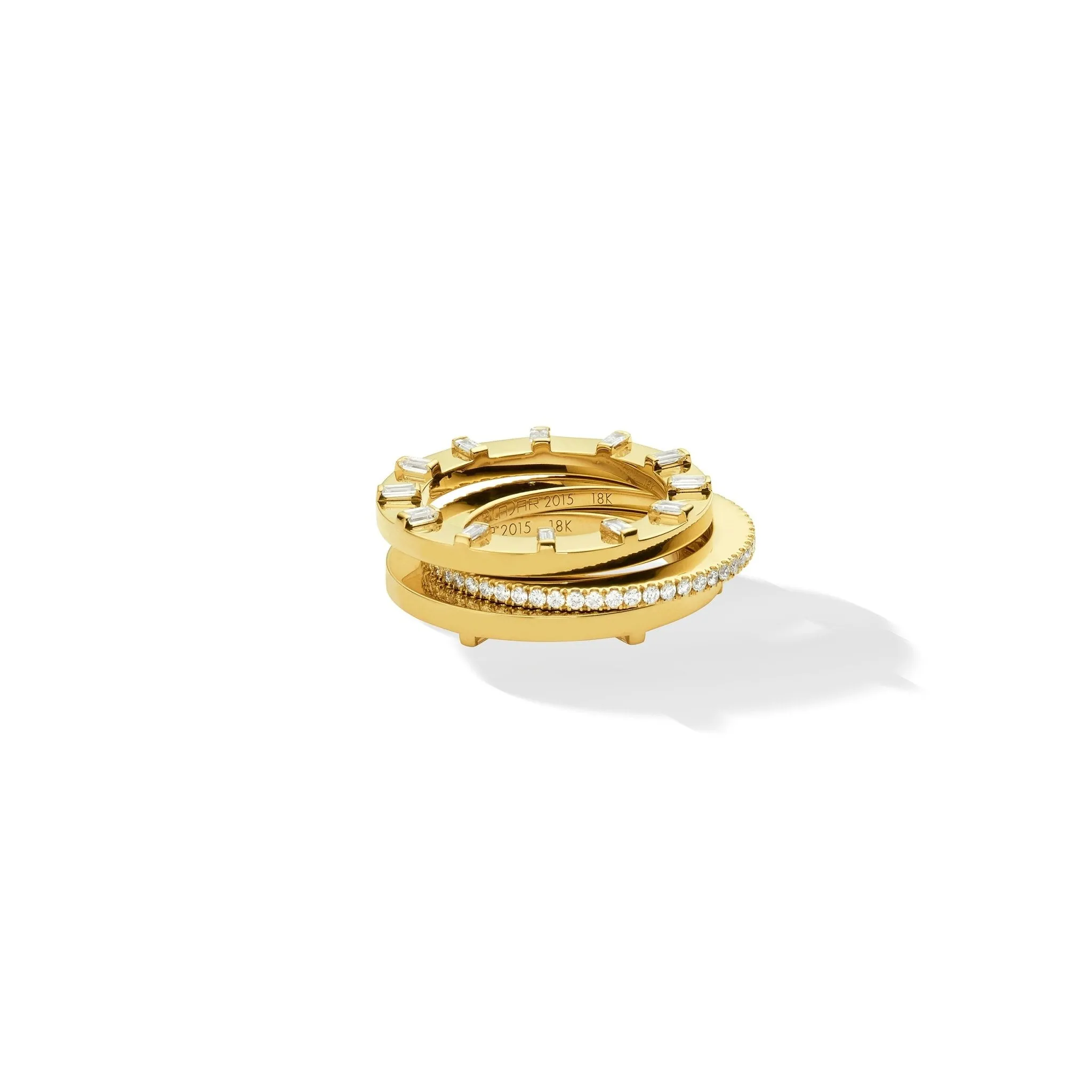 Yellow Gold Sole Stackable Ring with White Diamonds